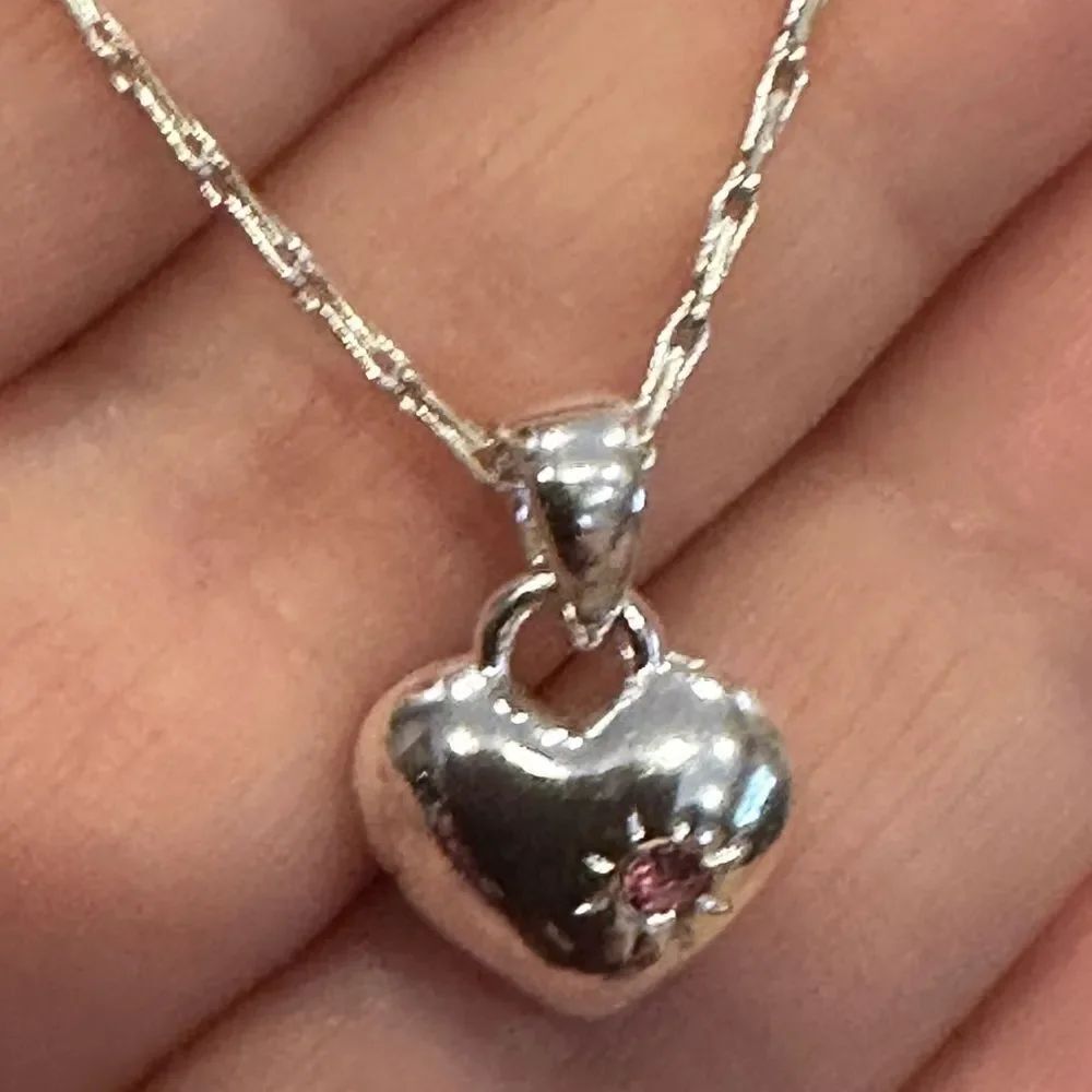Premier Designs Silver Heart Necklace Pink Rhinestone